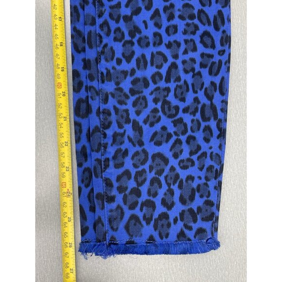 J BRAND  Blue Royal Jaguar Print Mid Rise Crop Ankle Skinny Jeans Size 28" - Picture 14 of 16
